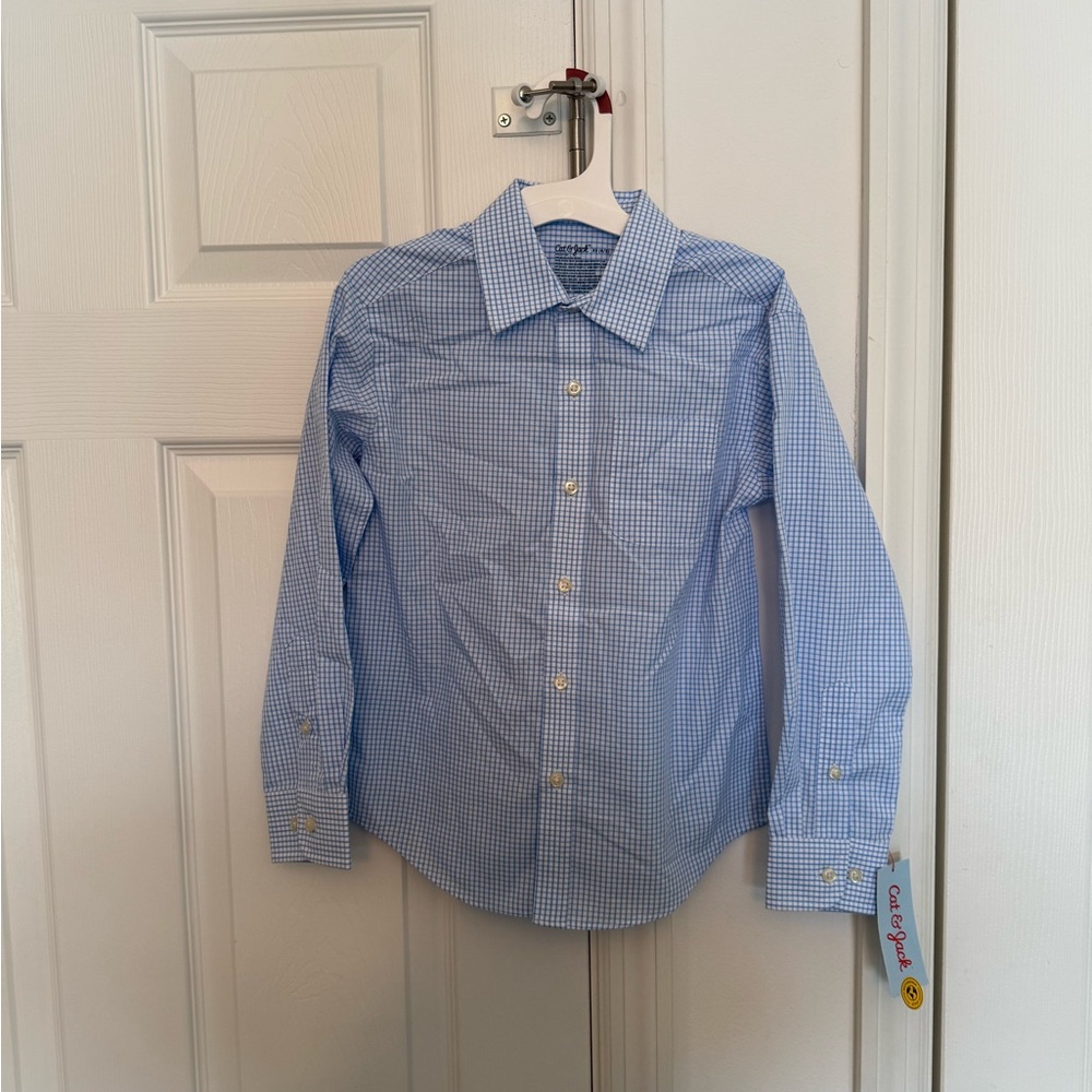 Cat & Jack Light Blue Checkered Button-Down Shirt